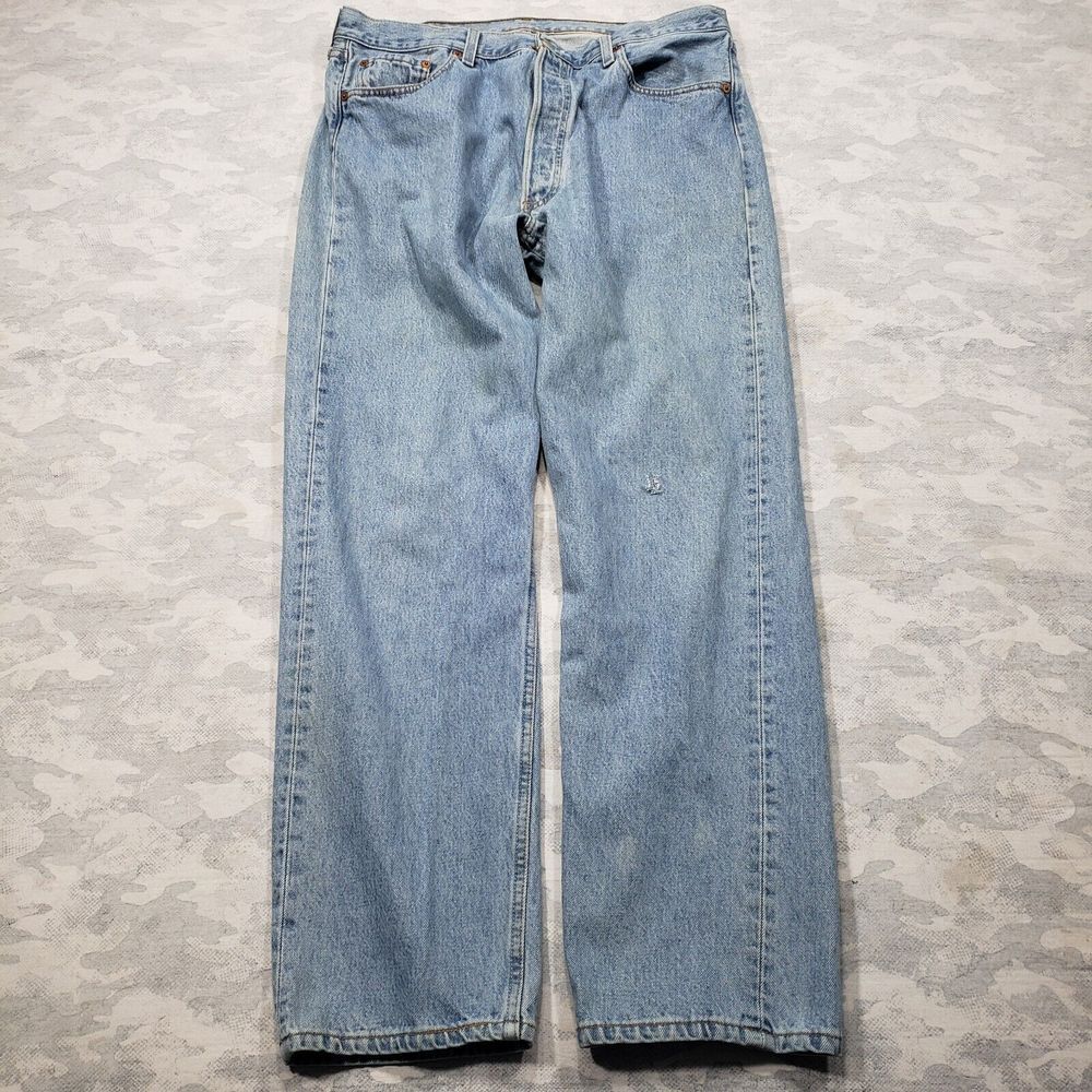 Levis 501 Jeans Mens 38x32 Blue Original Fit Button Fly Straight Leg Medium Wash